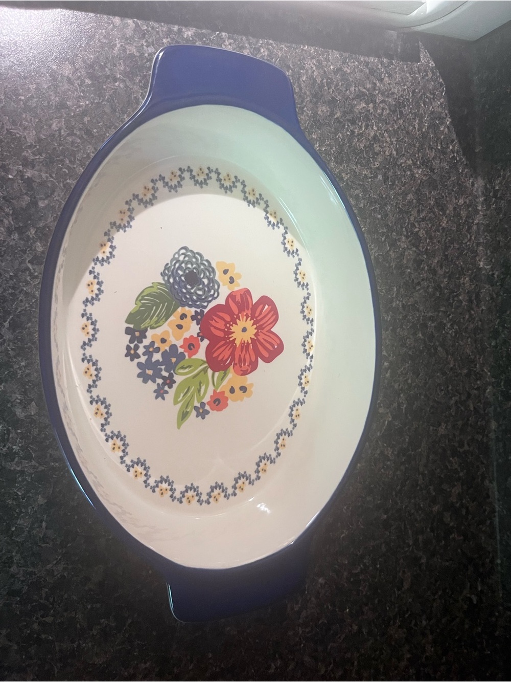 The Pioneer Woman Blue Floral Oval Ceramic Baking Dish